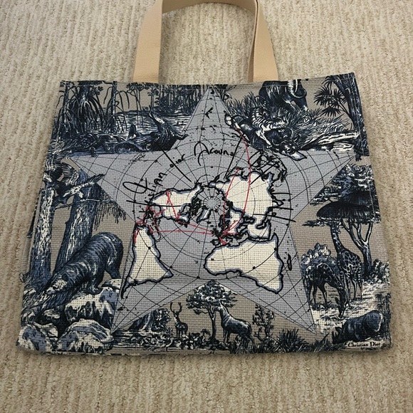 Dior Beach Tote Bag with Map and Animal Print - Picture 2 of 8